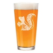 16 oz Beer Pint Glass Fancy Squirrel
