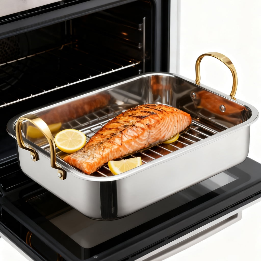 lanema Multipurpose Grill Pan Thicken For Safe Placement On Heat Sources Antirust Steel Promotes Cooking For Various Food