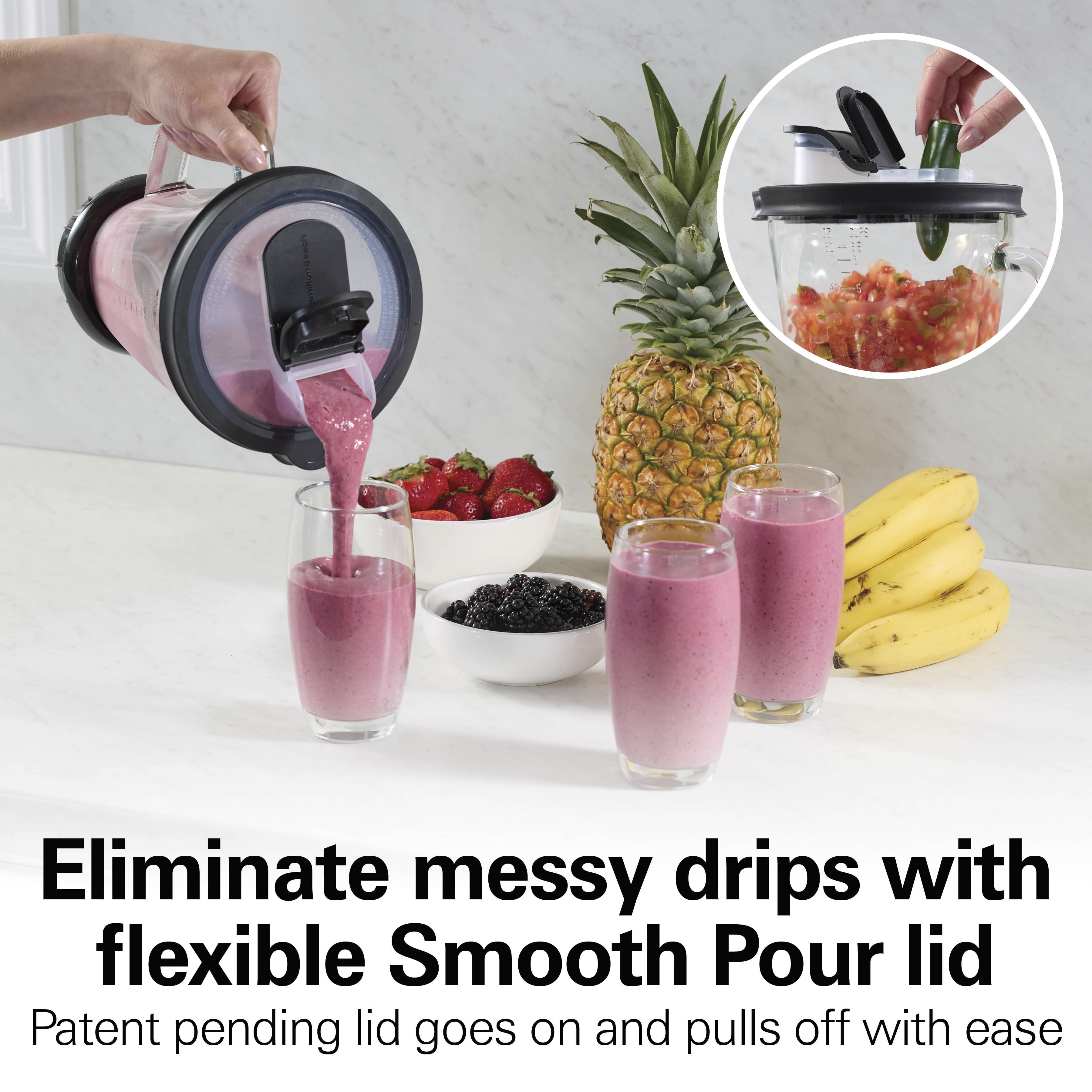 Hamilton Beach PowerBlend Duo Smoothie Blender for Kitchen, 52 oz Glass Jar & 20 oz. Personal Jar for Smoothies and Shakes, Black and Silver