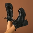 thumbnail image 6 of UngA Combat Boots for Women Lace Up Boots Low Heel Ankle Booties Winter Womens Boots Black,Size 7, 6 of 7