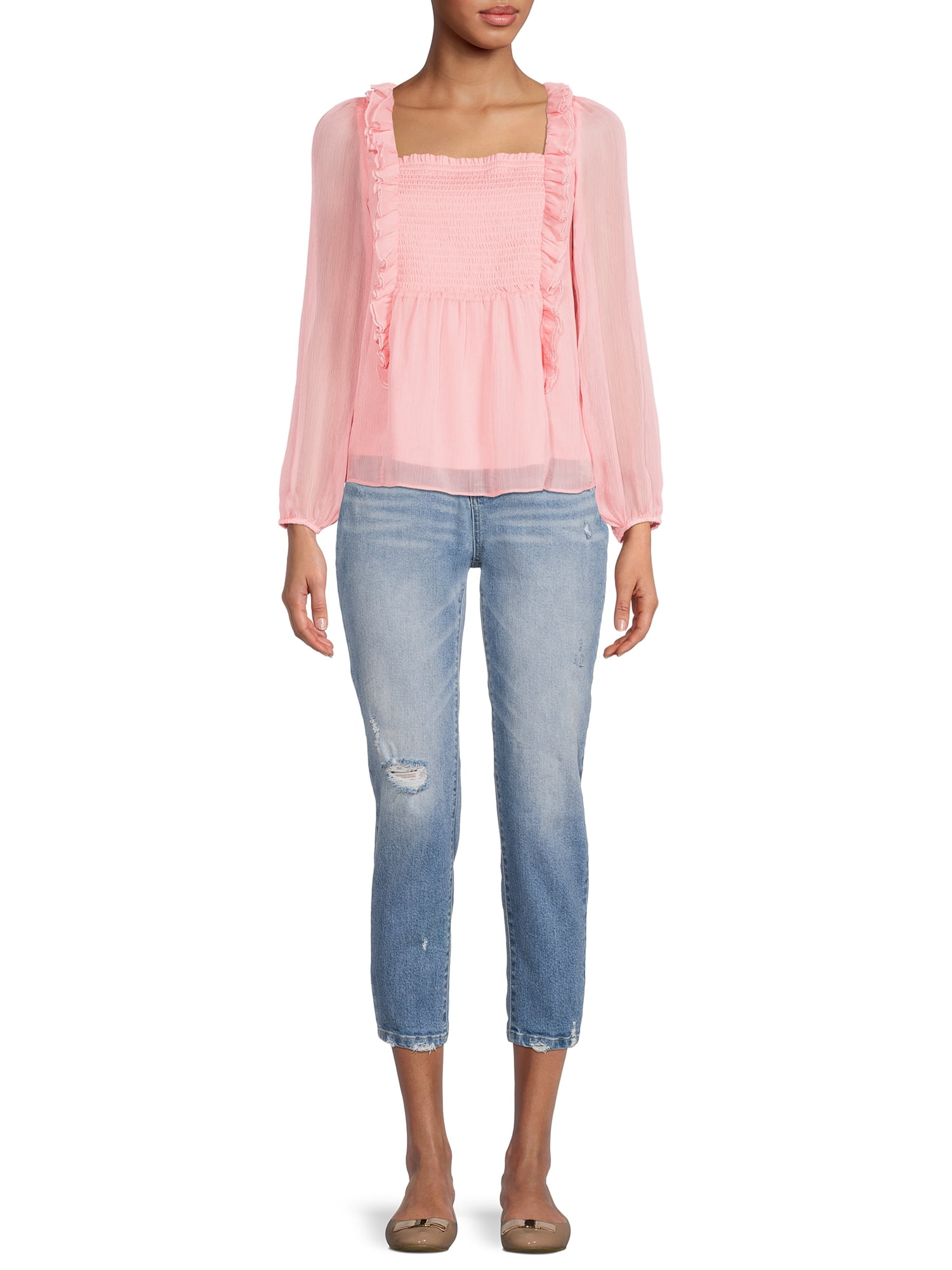 Time and Tru Women's High Rise Slim Boyfriend Crop Jeans