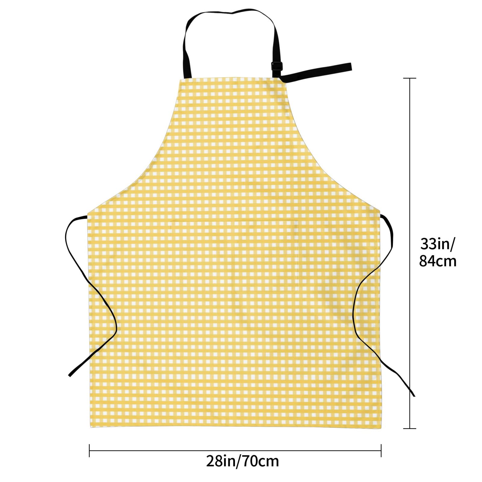 Kdxio Yellow Gingham Apron with Pockets Adjustable Kitchen Aprons for Men Women Waterproof Aprons for Cooking,Drawing,Crafting, Baking Household Cleaning