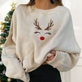 thumbnail image 1 of Pavied Chandails à Capuchon pour Femmes Chandails en Molleton de Noël pour Femmes Pulls de Fête de Vacances Imprimé Graphique Amusant Col Rond Manches Longues Chandails en Molleton Cadeaux Hauts Graphiques Chandails à Capuchon Tenues d'Automne Vente Liquidation Beige TG, 1 of 6
