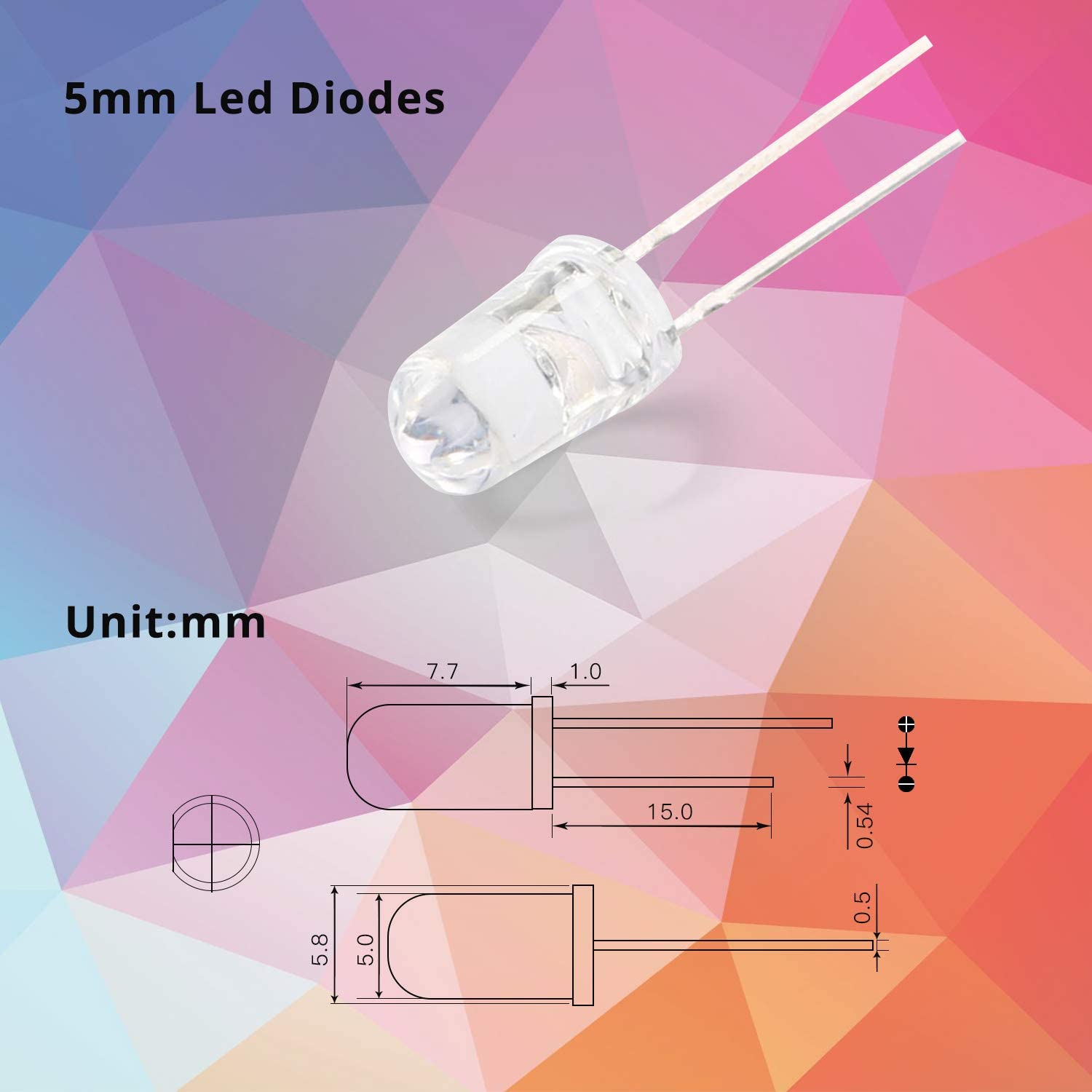 100 Pcs 5mm Green LED Diode Lights Clear Transparent Diodes LEDs Bulb - image 4 of 4