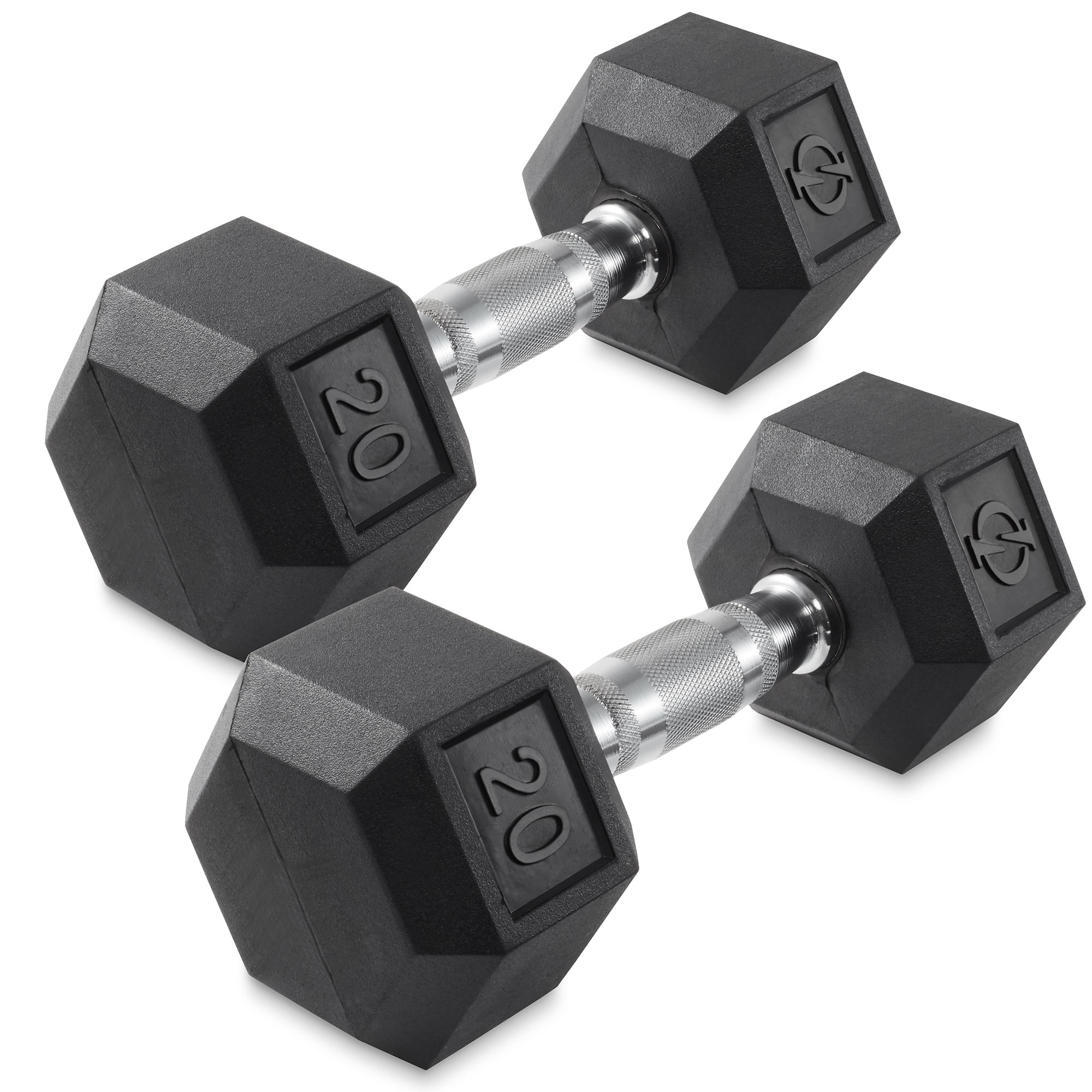 Philosophy Gym Rubber Coated Hex Dumbbell Hand Weights 20 Lb Pair 