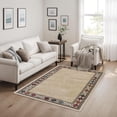 thumbnail image 2 of RUG ROBOT Modern Bordered Machine Washable Rug, Ultra-Thin Soft 3x5 Rugs for Entryway Bedroom, Non-Slip Stain Resistant Small Carpet for Laundry Entry (3'x 5',Beige), 2 of 6