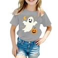 thumbnail image 4 of Weebloom Kids Halloween T Shirts Pumpkin Short Sleeve Tee Shirt Casual Fashion Base Layer Comfortable Stylish Dailywear Grey 10-11 Years, 4 of 4