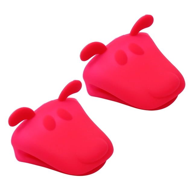 EeaseMX Guantes de silicona con forma de Animal, resistentes al calor, antiescaldaduras, antideslizantes, para uso en cocina, color rojo, 2 uds.