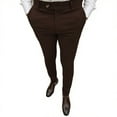 thumbnail image 2 of BiZtdJrK Men's Slim Fit Suit Pants with Pockets Solid Color Formal Work Trousers Business Casual Outfits, Coffee, XXL, 2 of 5
