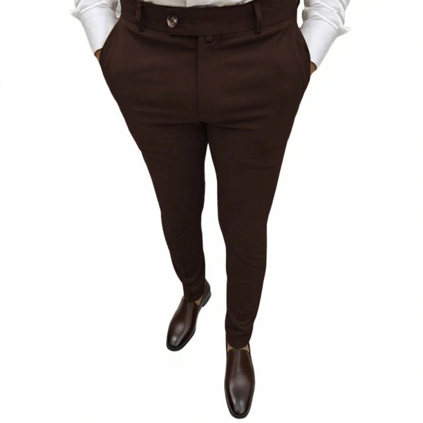 Pantalones largos para hombre, pantalones casuales formales de color liso, pantalones de negocios para hombre, pantalones de pie pequeño para hombre, pantalones de hombre