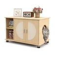 thumbnail image 4 of Cat Litter Box Enclosure with Sisal Scratching Doors, Adjustable Metal Feet - Furniture Protector, Hidden Litter Box, Cat House, Side Table, 4 of 9