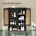 thumbnail image 3 of Conate Rattan Over The Toilet Storage Cabinet, Bathroom Storage Cabient with Rattan Doors, Metal Legs and Adjustable Shelf, Bathroom Storage Shelf Organizer, Black, 3 of 6