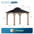 thumbnail image 4 of Sunmthink 10'x10' Outdoor Hardtop Gazebo, Cedar Wood Pavilion with Galvanized Steel Double Roof, for Patio, Garden, Deck, 4 of 10