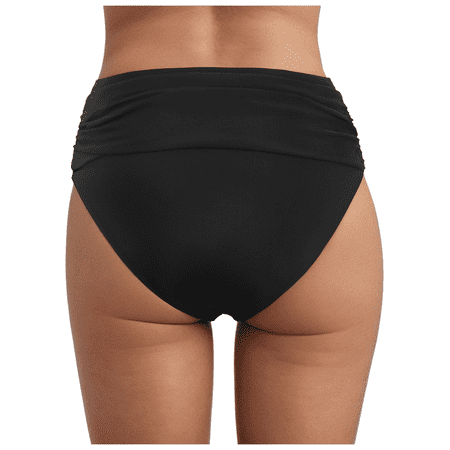 Fulorrnie Women s Low Rise Bikini Bottoms Elastic Waistband  High Cut Legs Back Contour for Enhanced Curves Stretchy Nylon Spandex Swimwear  Black  S