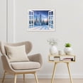 thumbnail image 2 of Winter Wall Art White Window Canvas Wall Art Snow Forest Blue Starry Sky Printing Poster Framed Wall Art Outdoor Natural Scenery Modern Home Decorations for Living Room Bedroom, 10x8 Inches, 2 of 5