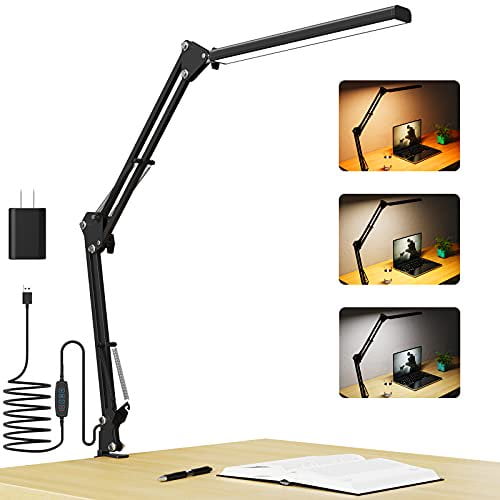 Led Desk Lamp Adjustable Metal Swing Arm With Clamp Eye Caring Architect Light 3 Color Modes 10 Brightness Levels 10w Black Holiday Best Chrsitmas Gift Com Led Desk Lamp Adjustable Metal Swing, Best Clamp On Led Desk Lamp