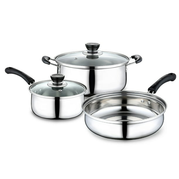 3-Piece Kitchen Stainless Steel Cookware Set, includes Pots and 