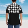 thumbnail image 6 of Bixox Men's Hawaiian Shirts Men's Anchor Black Tartan Plaid Print Short-Sleeve Shirt-XX-Large, 6 of 8