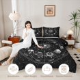 thumbnail image 4 of Homewish Twelve Constellations Full Size Comforter Sets, Boho Astrology Horoscope Bedding Comforter Set, Black Reversible 3 Pieces, 1 Comforter and 2 Pillowcases, 4 of 6