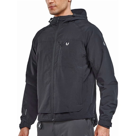 NORTHYARD Men's Rain Jacket with Hood lightweight Waterproof Raincoat Hiking Outdoor Camping Windbreaker With Zipper Pockets Black L