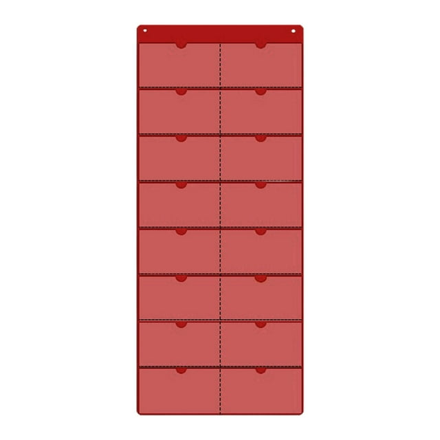 Calendario de bolsillo para aula, calendario mensual vacío en blanco con 16 bolsillos Rojo