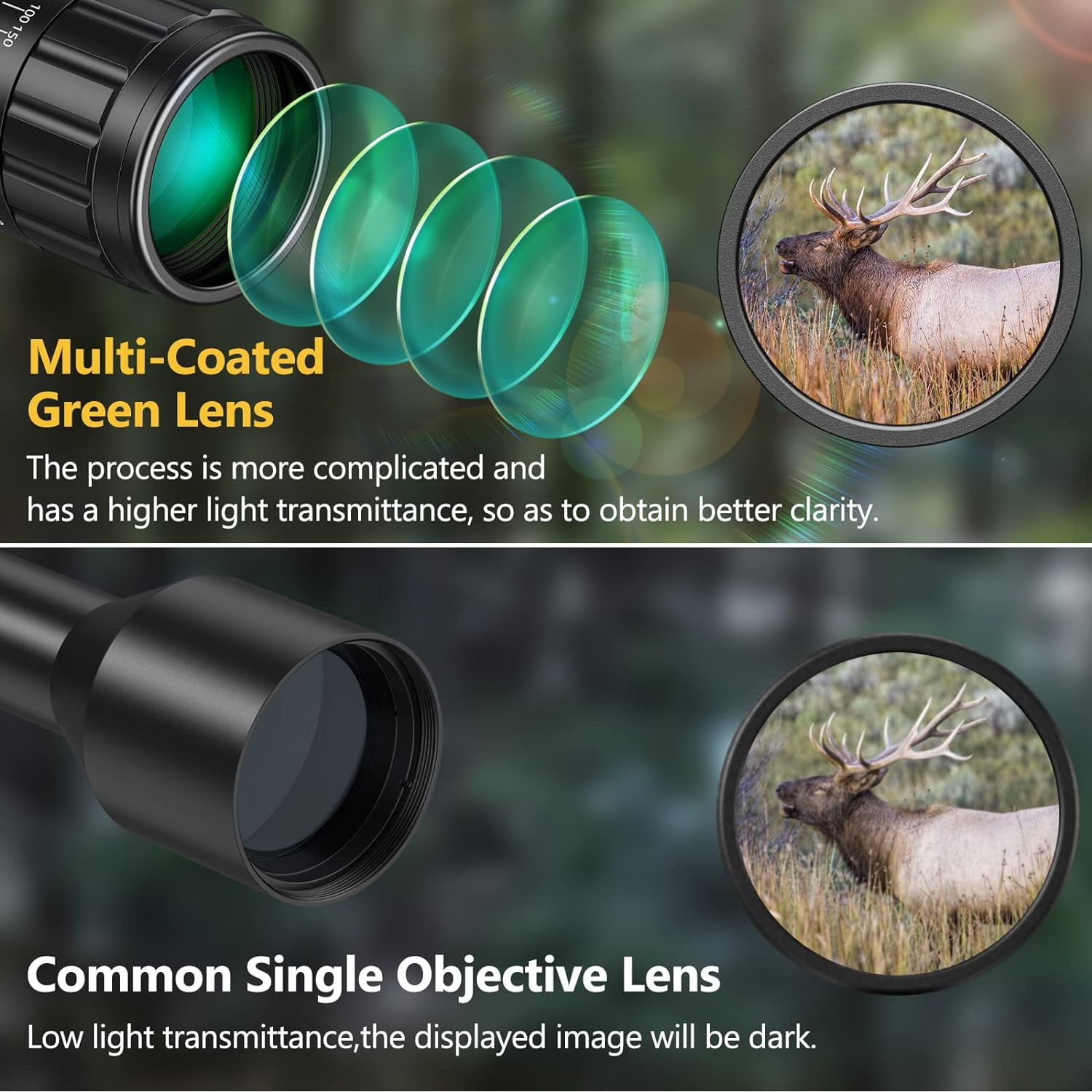 CVLIFE 6-24x50 AO Long Range Scope for Hunting, with Rings