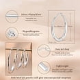 thumbnail image 5 of YOUNGYUE Silver Plated Hoop Earrings for Women, Hypoallergenic Lightweight Big Thick Hoop Earrings, 35/40/50/60/70mm, 5 of 6