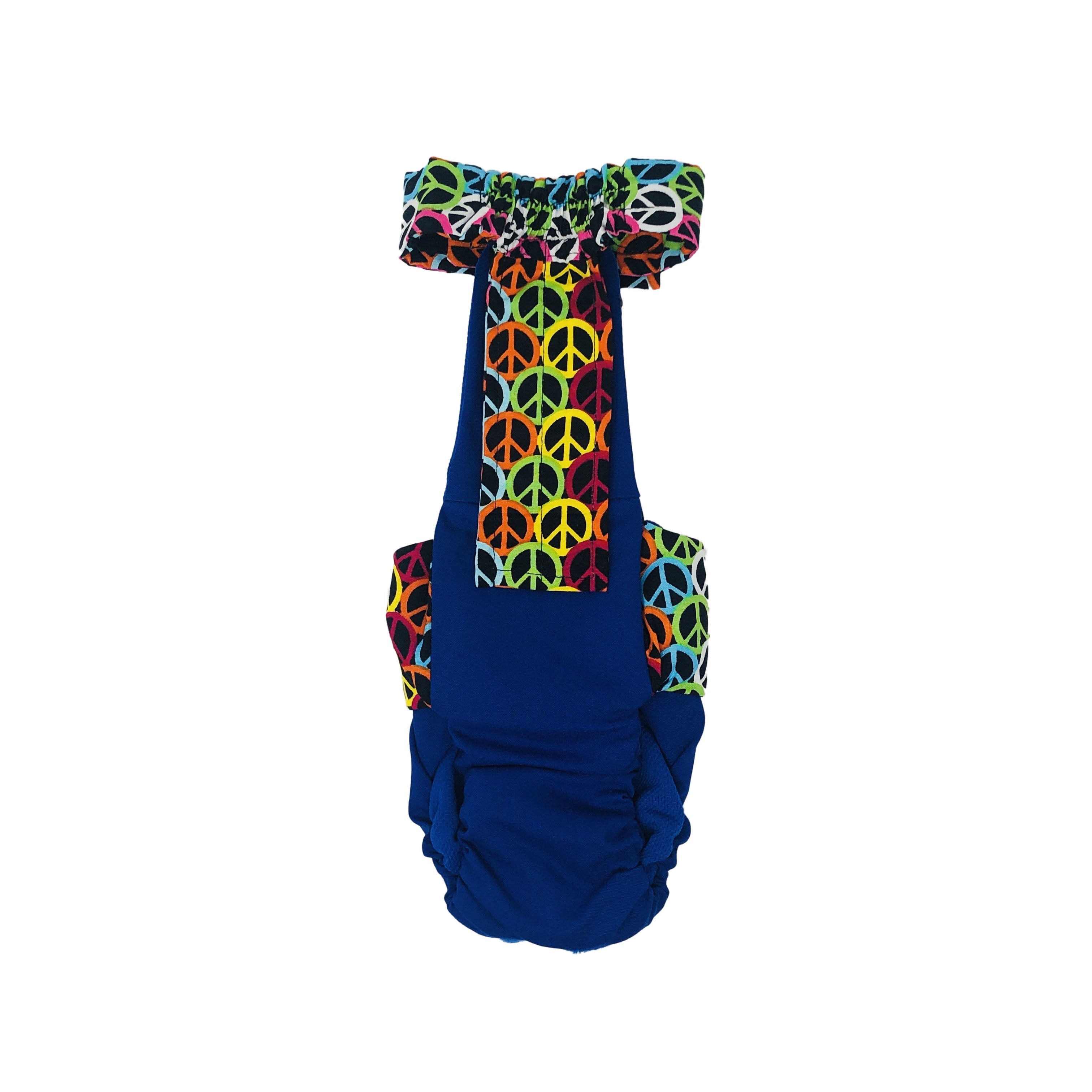 Barkertime Peace Love on Blue Dog Diaper Overall