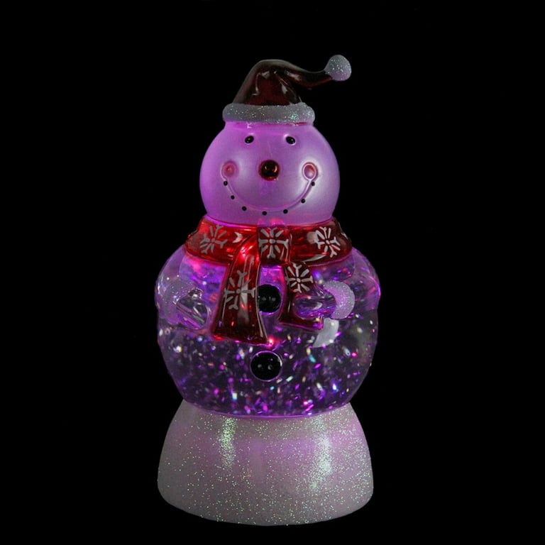 7.5 LED Lighted Color Changing Snowman Christmas Snow Globe - White - Plastic