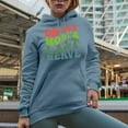 thumbnail image 2 of On My Mom's Last Nerve, Son or Daughter Themed, Groovy Retro Wavy Text Merch Gift, Light Blue Hooded Sweatshirt or Hoodie, Medium, 2 of 5