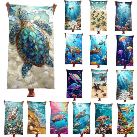 Riecok Beach Towels Beach Summer Oversized Microfiber Beach Towel Bath Towels Multicolor