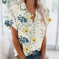 thumbnail image 2 of Blusas para las Mujeres Casual Cómodo Imprimir Manga Corta Botón de Bolsillo Top Camiseta, Tops Cortos para las Mujeres, 2 of 5