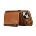thumbnail image 6 of Allytechgroup Stylish iPhone 15 Wallet Case, Secure Phone Case for Apple iPhone 15, Multi-functional and Durable, Ring Holder Hand Wrist Stand Shockproof Case for Women Men, Brown, 6 of 7