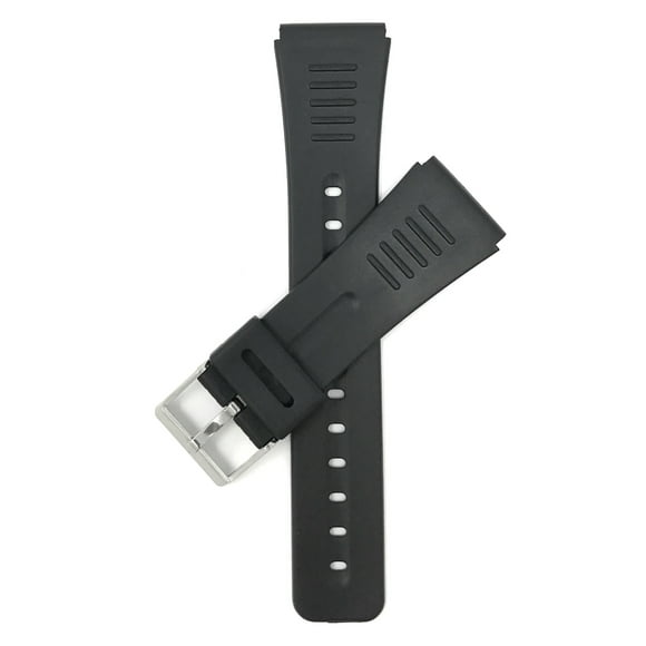 Bandini 20mm Rubber Watch Band, Black, Sport Fits Casio Databank and More, 2 Spring Bars Included