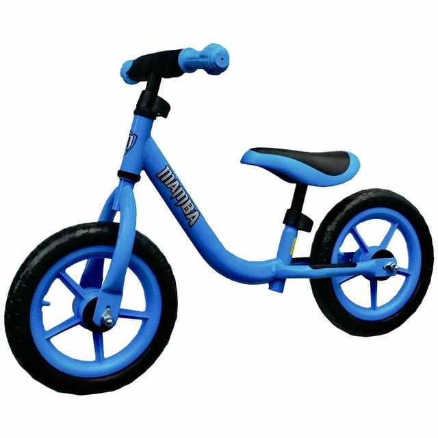 Mamba Sport 12" Balance Bike (Blue) Lightweight Adjustable Seat and Handlebar No Pedal Bicycle for Kids Ages 2-5 years old, Padded Seat, Safety Pad, Rubber Grips Flat Free EVA Tires