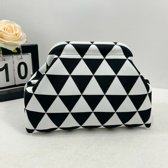Clutch Purses for Women 2025 Summer Beach Woven Crochet Bag Dumpling Striped Ruched Clutch Purse Evening Handbags Vacation Bag