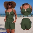 thumbnail image 6 of Women's Solid Color Matching Swimsuit With Pocket Swimming Trunks Sports Tangini Split Swimsuit Suit Drawstring Swimsuit Waisted Swimwear Senior Front, 6 of 6