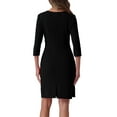 thumbnail image 3 of INSPIRE CHIC Wrap Dress for Women's 3/4 Sleeve V Neck Wedding Guest Casual Elegant Midi Dresses S Black, 3 of 6