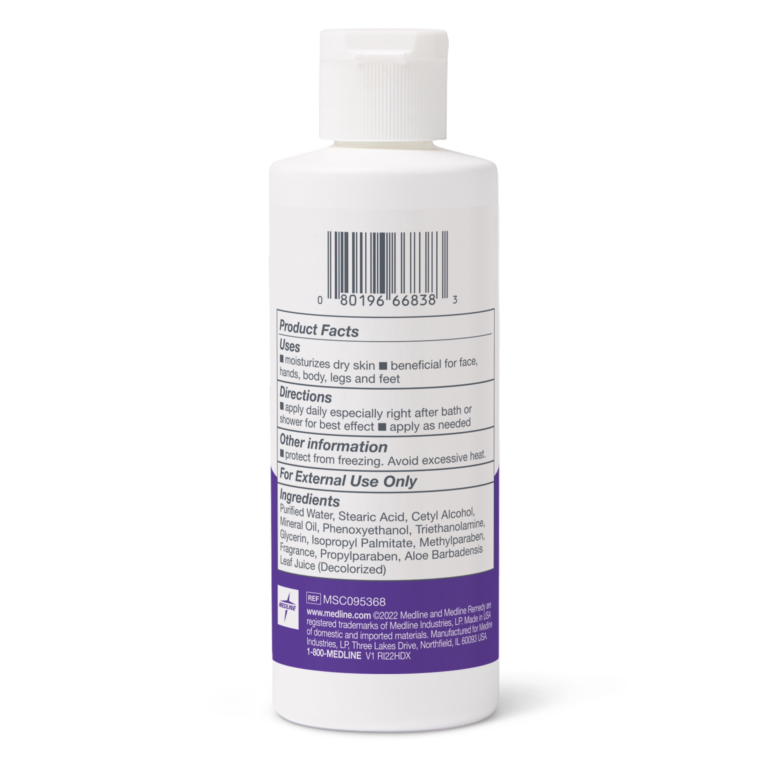 Medline Remedy Essentials Moisturizing Body Lotion (4 oz Bottle), 48 Count, Fresh Scent, Hydrating, Non-Greasy, For Dry Skin