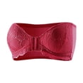 thumbnail image 3 of DDAPJ pyju Women's Lace Strapless Bra Front Closure Push Up Bras Blackless Bandeau Underwire Bralettes Underwear Tube Top Red M, 3 of 6