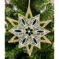 thumbnail image 3 of Gold and White Stars German Lace Christmas Tree Ornaments Set of 6 Snowflakes, 3 of 5