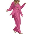 thumbnail image 2 of Summer Saving Wycnly Womens 2 Piece Outfits Casual Button Down Long Sleeve Sleeve and Elastic Waist Pants Set Summer Plus Size Cotton Linen Loungewear Suit under $5, 2 of 7