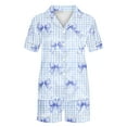 thumbnail image 7 of Simua Button Dowm Pajamas for Women, Women's Fashionable Print Short Sleeved Lapel Shirts with Shorts Summer Soft Home Wear Set, Size S-XXL, 7 of 7