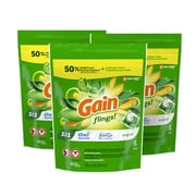 Gain flings! Liquid Laundry Detergent Soap Pacs, HE Compatible, 3 Bag Value Pack, 111 Count, Long Lasting Scent, Original Scent
