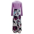 thumbnail image 4 of FcBaudy Longues Robe à Manches à Col Rond Femme Été Robe Décontractée à Manches Longues à Imprimé Floral Patchwork Robe Maxi Robe Femme, 4 of 6