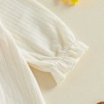 thumbnail image 6 of Cjfdfy Newborn Baby Girl Fall Romper Outfit Ribbed Knit Solid Color V-neck Long Sleeve Bodysuits With Ruffle Trim Bows Side Snaps Infant Cute Coming Home Clothes 0-6M, 6 of 9