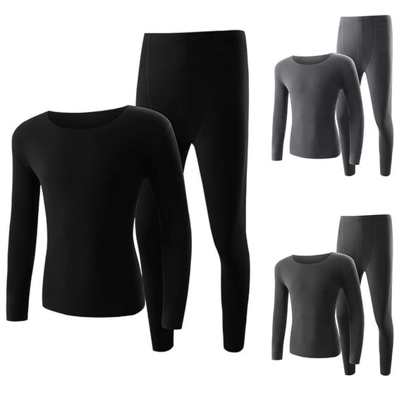 Lekwk Thermal Underwear for Men Plus Size Warm Soft Set Long Sleeve Crewnceck Top Elastic Waist Long Johns Tight Close Fitting Sets Fall Winter Cold Resistant Clothing