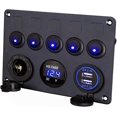 thumbnail image 1 of 12v / 24v Control Panel, 5 Groups Of Rocker Switch Panels, With 5v 4.2a Dual Usb Charger, Waterproof Led Voltmeter, 1 of 5