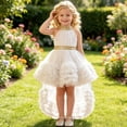 thumbnail image 2 of Flower Girls Dress High Low Wedding Dresses Gown with Bow Back Birthday Party Swing A-Line Dresses,6-9Months, 2 of 7