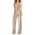 thumbnail image 2 of Ankishi Halter Jumpsuit Deep V Sexy Halter Sequin Jumpsuit Cowl Neck Backless Romper for Daily Wear Dating Party, 2 of 7